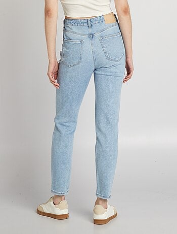 Jeans slim a vita alta con abrasioni