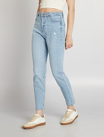 Jeans slim a vita alta con abrasioni
