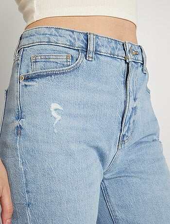Jeans slim a vita alta con abrasioni