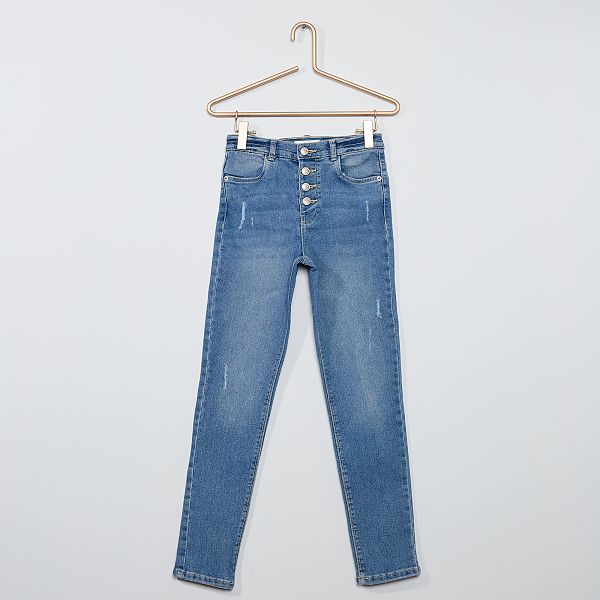 Jeans slim a vita alta destroy Bambina 3-12 anni - Kiabi - 9,00€