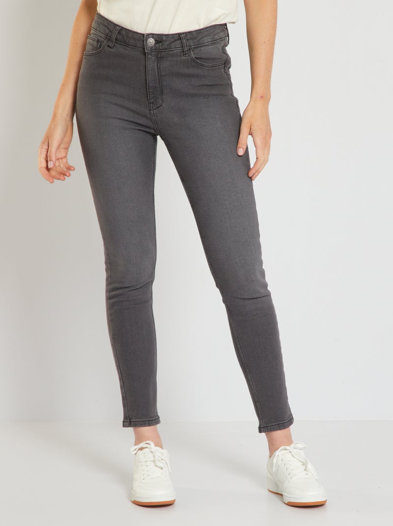 Jeans slim a vita alta L30 GRIGIO - Kiabi