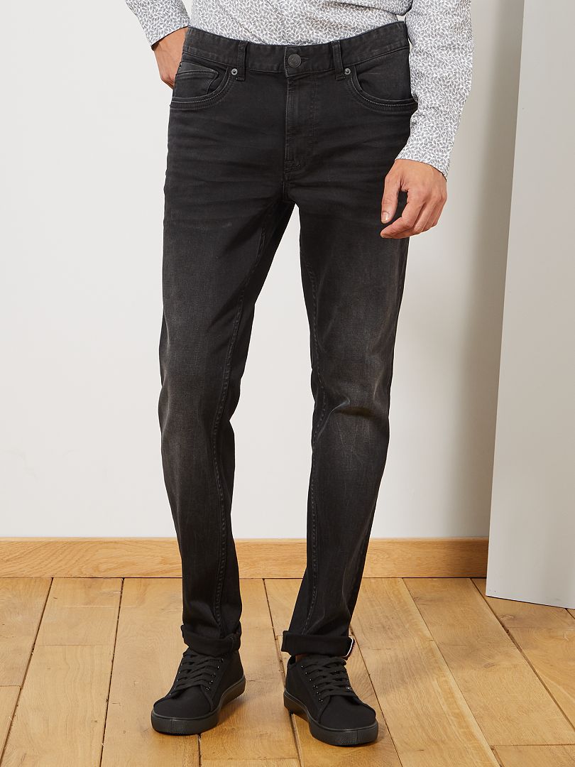 Jeans slim dettagli similpelle denim black - Kiabi