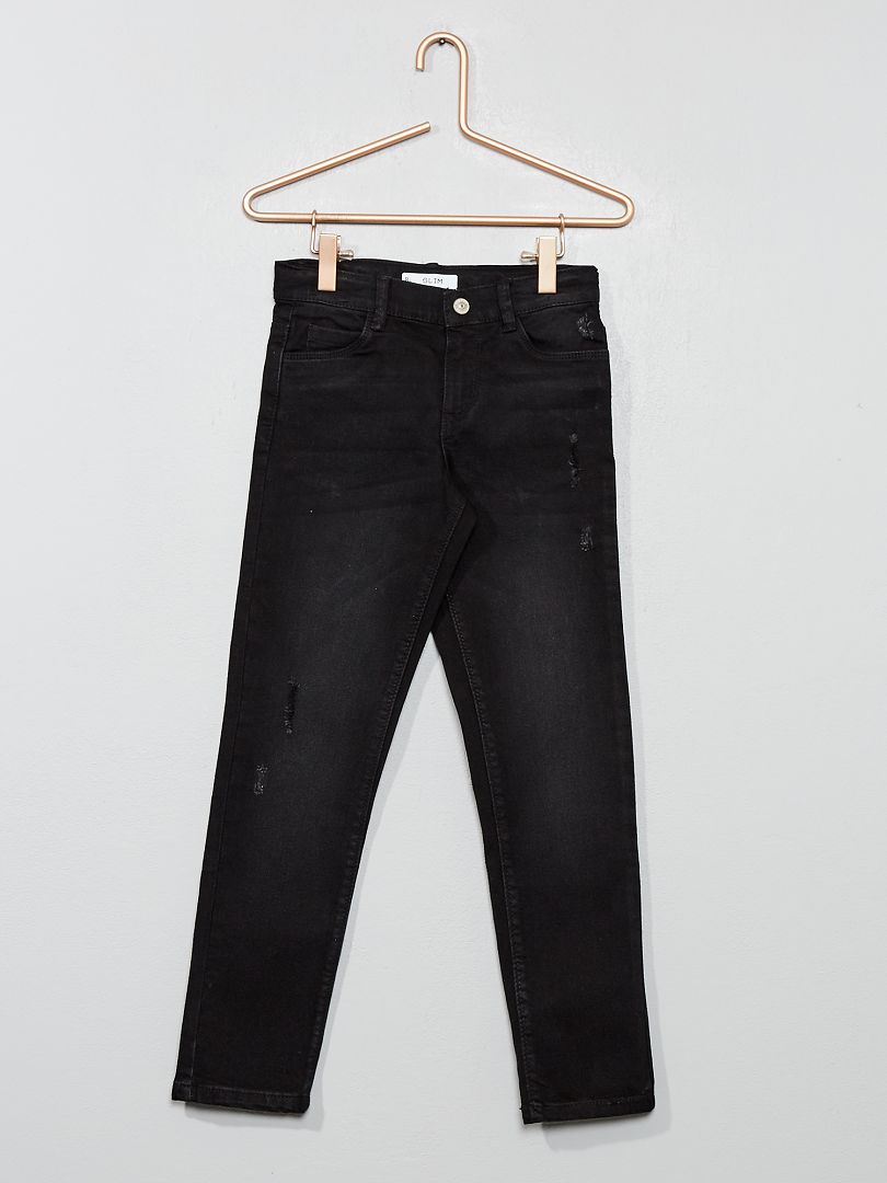 Jeans slim effetto usura NERO - Kiabi