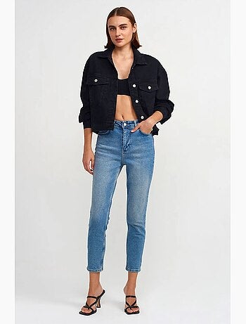Jeans slim straight a vita alta da donna dilvin