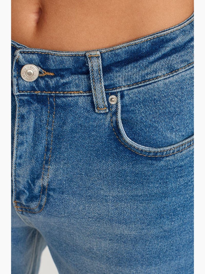 Jeans slim straight a vita alta da donna dilvin Blu zaffiro - Kiabi