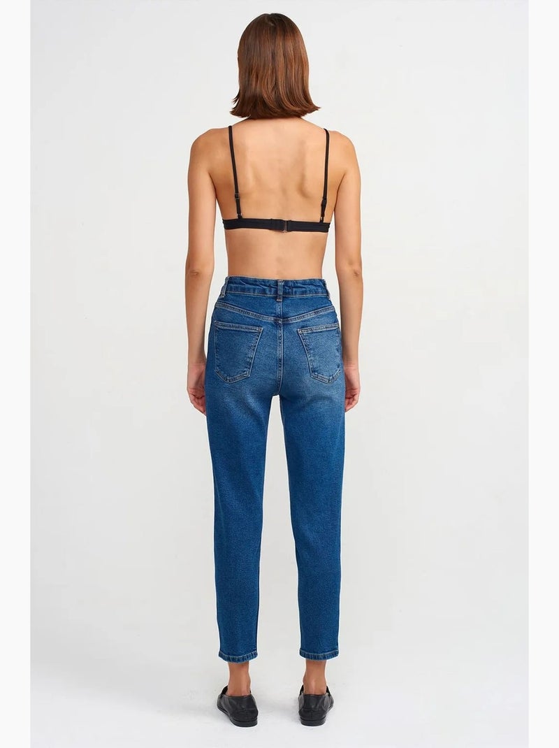 Jeans slim straight a vita alta da donna dilvin Indaco - Kiabi