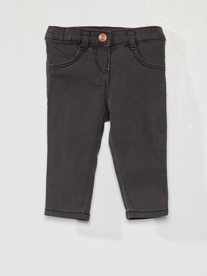 Jeans slim stretch con vita regolabile NERO - Kiabi