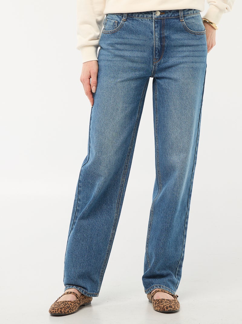 Jeans straight / a gamba dritta a vita alta - L32 Blu - Kiabi