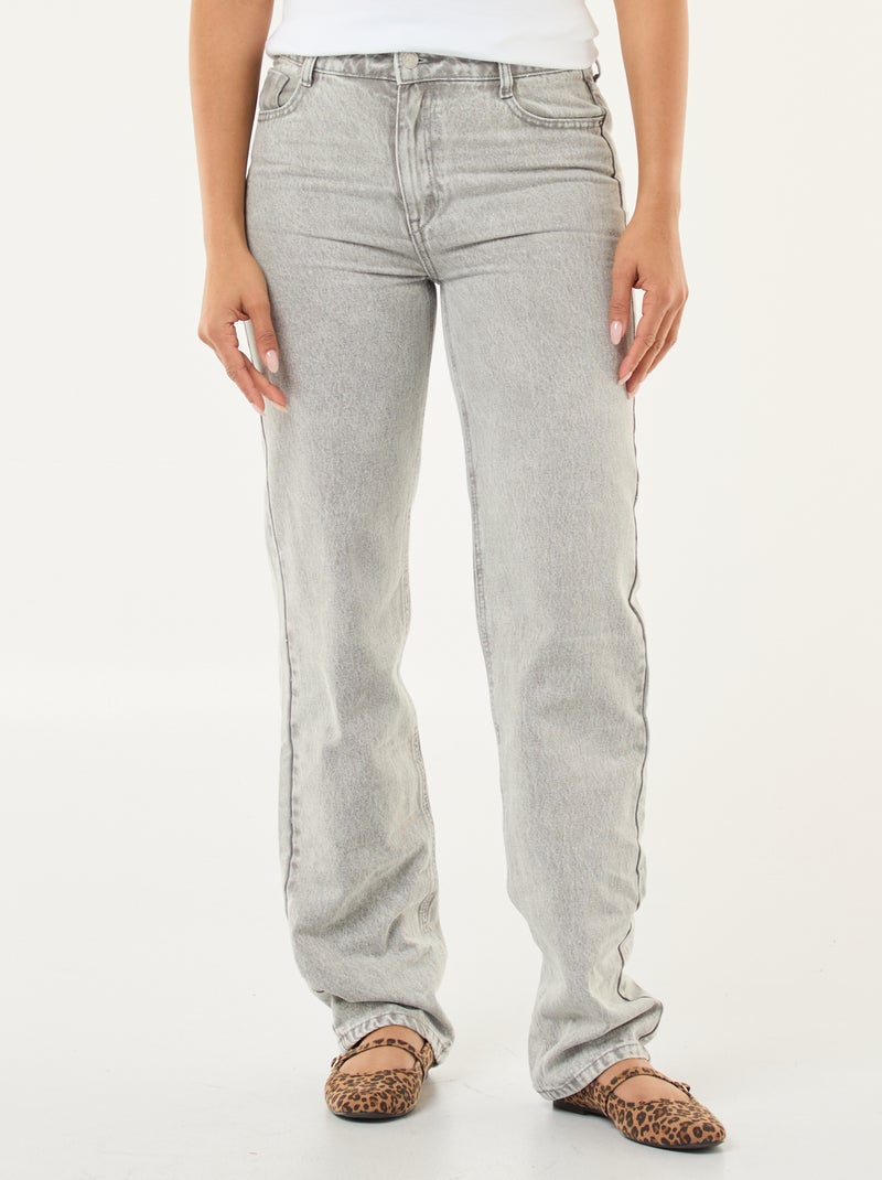Jeans straight / a taglio dritto a vita alta - L32 Grigio - Kiabi