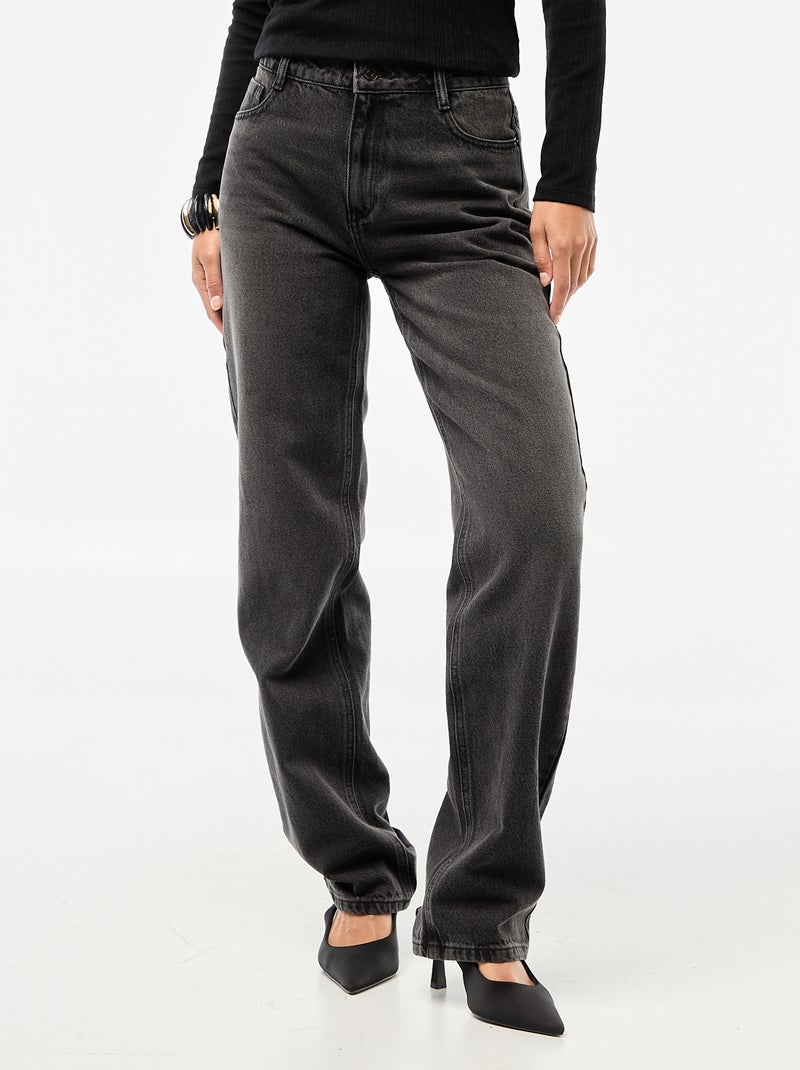 Jeans straight / a taglio dritto a vita alta - L32 Nero - Kiabi
