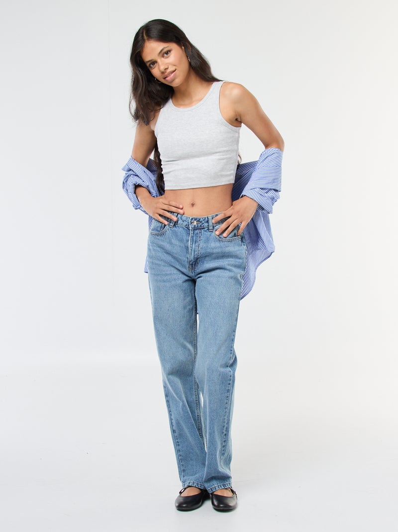 Jeans straight a vita alta Blu - Kiabi