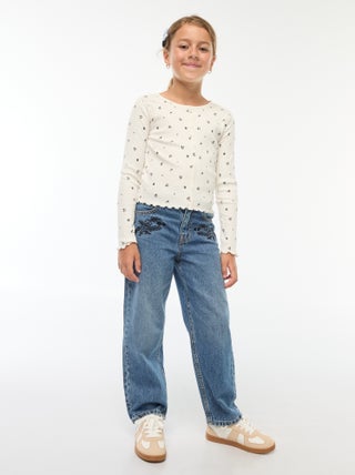 Jeans straight con ricami