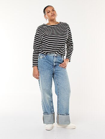 Jeans straight con risvolto