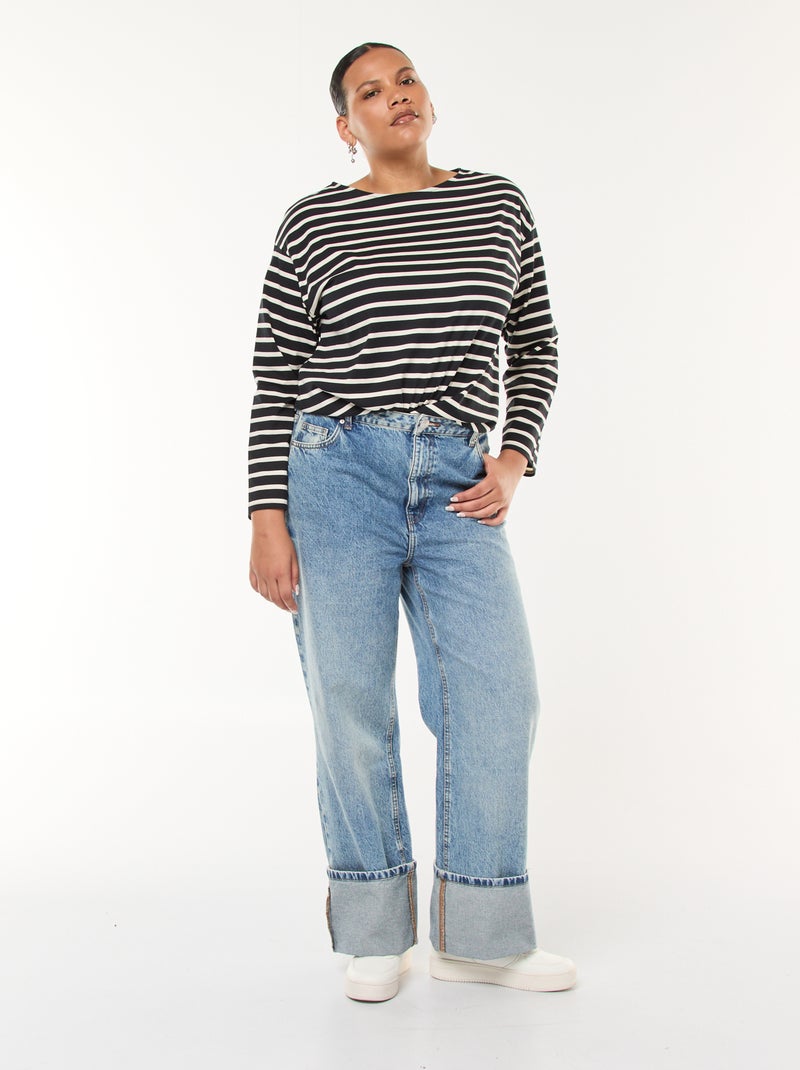 Jeans straight con risvolto Blu - Kiabi