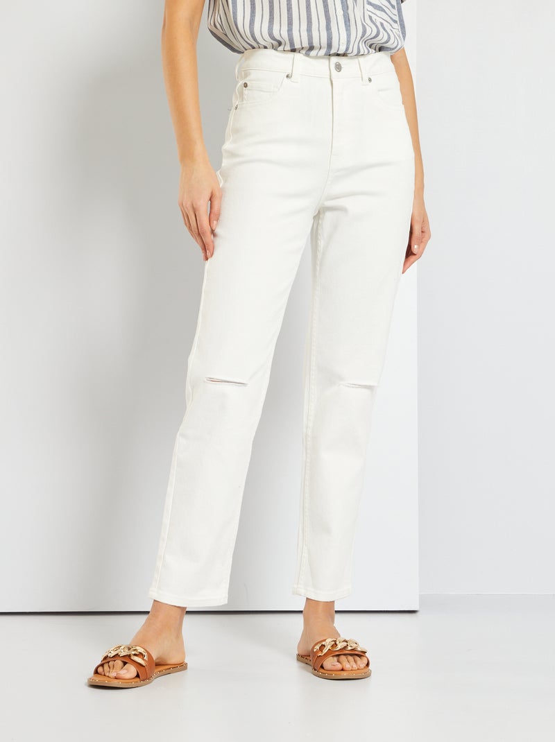 Jeans straight destroyed Bianco - Kiabi