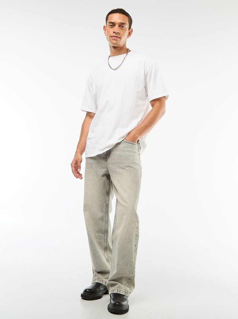 Jeans taglio ampio / wide leg 5 tasche Grigio - Kiabi