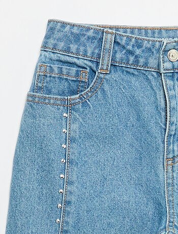 Jeans taglio barrel con borchie fantasiose