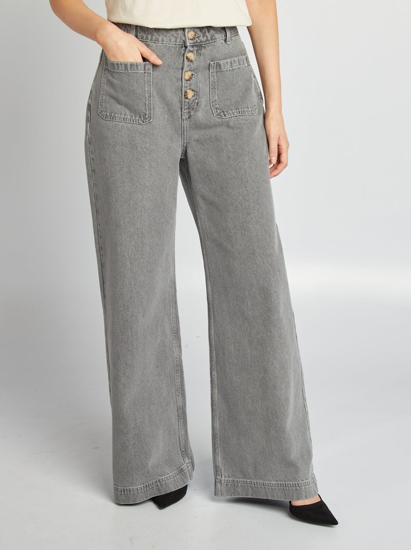 Jeans taglio largo a vita alta GRIGIO - Kiabi