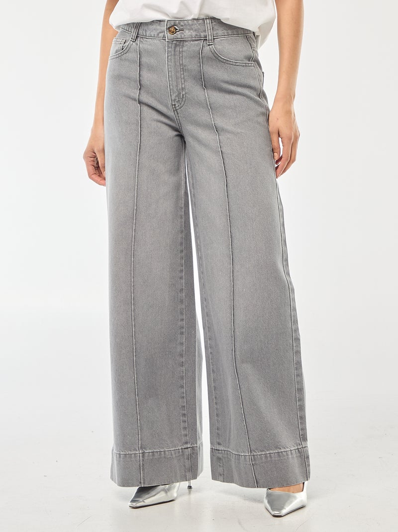 Jeans taglio wide leg a 5 tasche Grigio - Kiabi