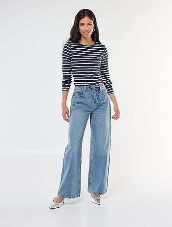 Jeans a gamba larga con cintura sottile in jeans
