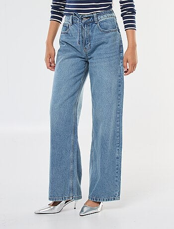Jeans a gamba larga con cintura sottile in jeans