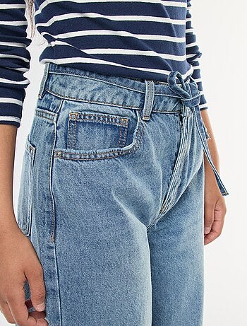 Jeans a gamba larga con cintura sottile in jeans