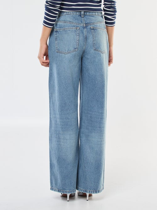 Jeans taglio wide leg con cintura sottile in denim - Kiabi