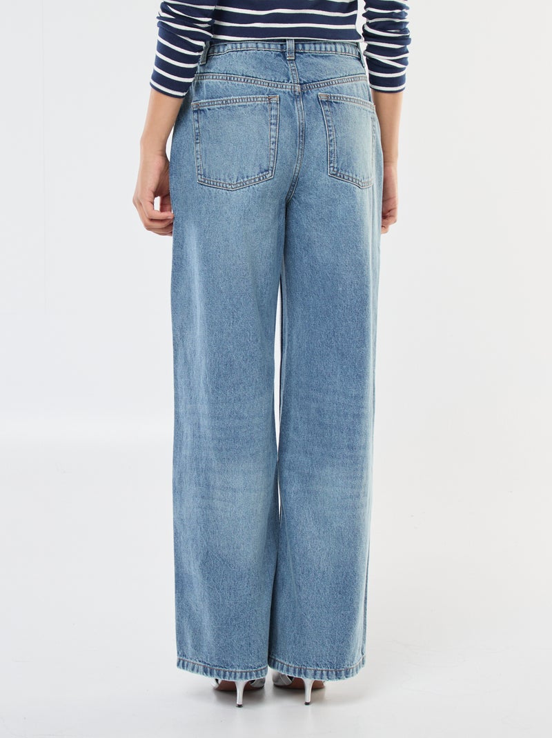 Jeans taglio wide leg con cintura sottile in denim Blu - Kiabi