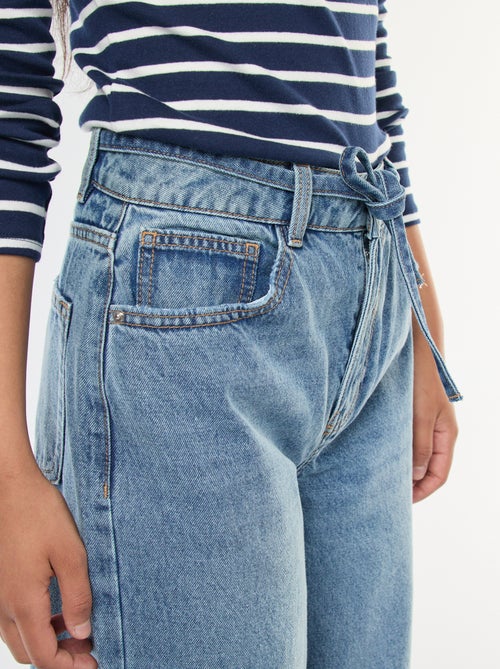 Jeans taglio wide leg con cintura sottile in denim - Kiabi