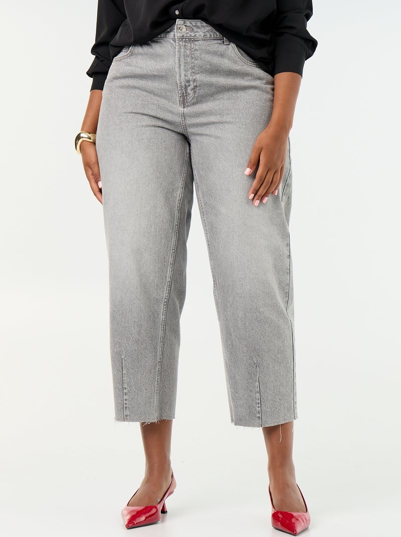 Jeans wide leg a 5 tasche Grigio - Kiabi