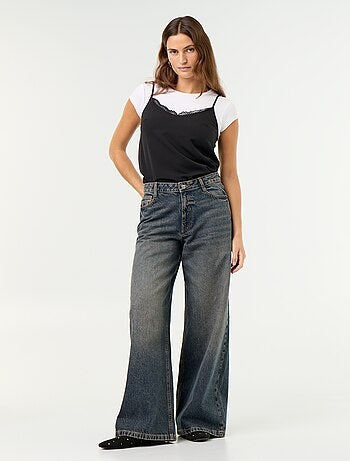 Jeans wide leg / taglio ampio con fantasia