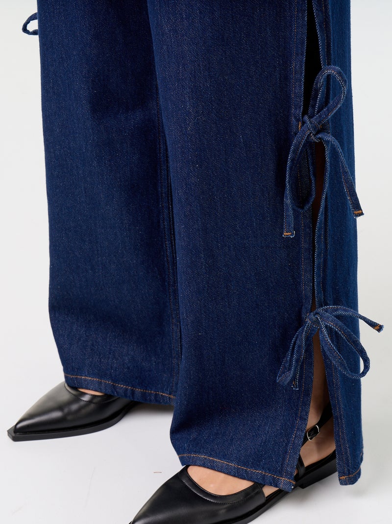 Jeans wide leg a gamba larga con nodi fantasia al fondo Blu - Kiabi