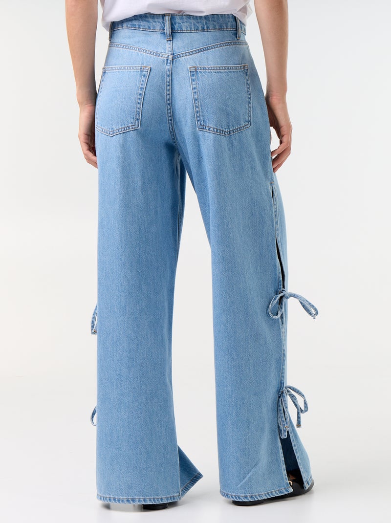 Jeans wide leg a gamba larga con nodi fantasia al fondo Blu - Kiabi