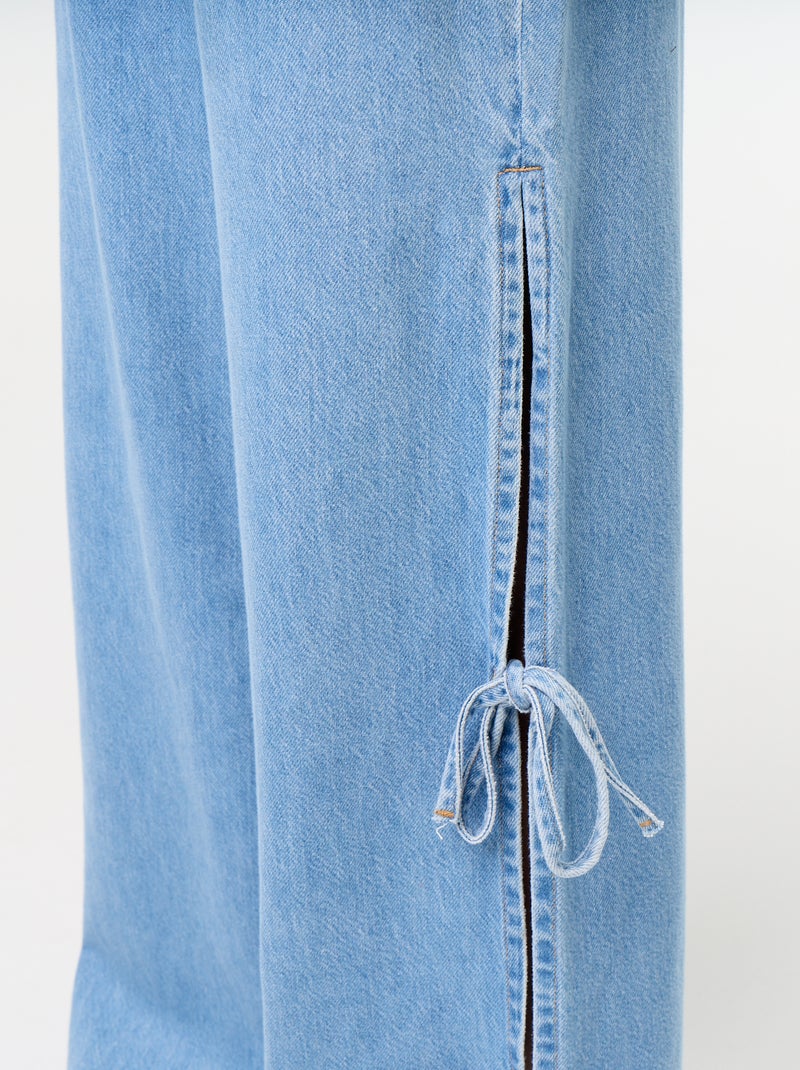 Jeans wide leg a gamba larga con nodi fantasia al fondo Blu - Kiabi