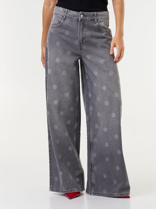Jeans wide leg a vita alta a pois - Kiabi