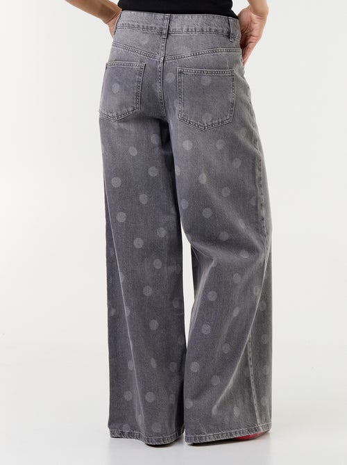 Jeans wide leg a vita alta a pois - Kiabi