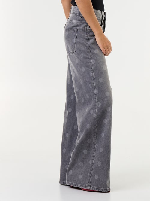Jeans wide leg a vita alta a pois - Kiabi