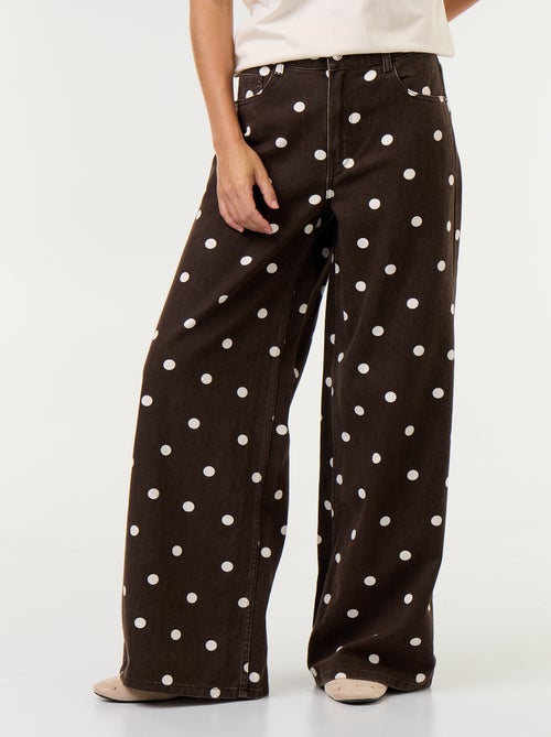 Jeans wide leg a vita alta a pois - Kiabi