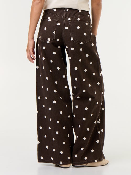 Jeans wide leg a vita alta a pois - Kiabi