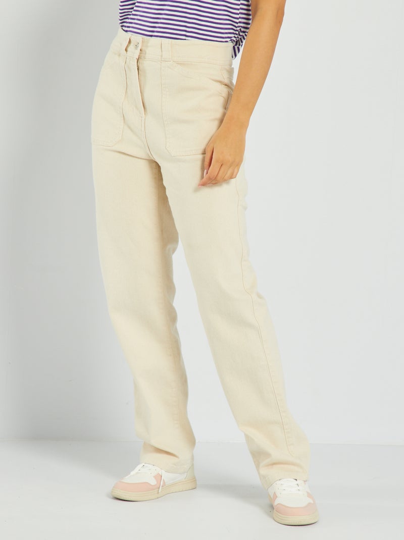 Jeans wide-leg a vita alta BEIGE - Kiabi