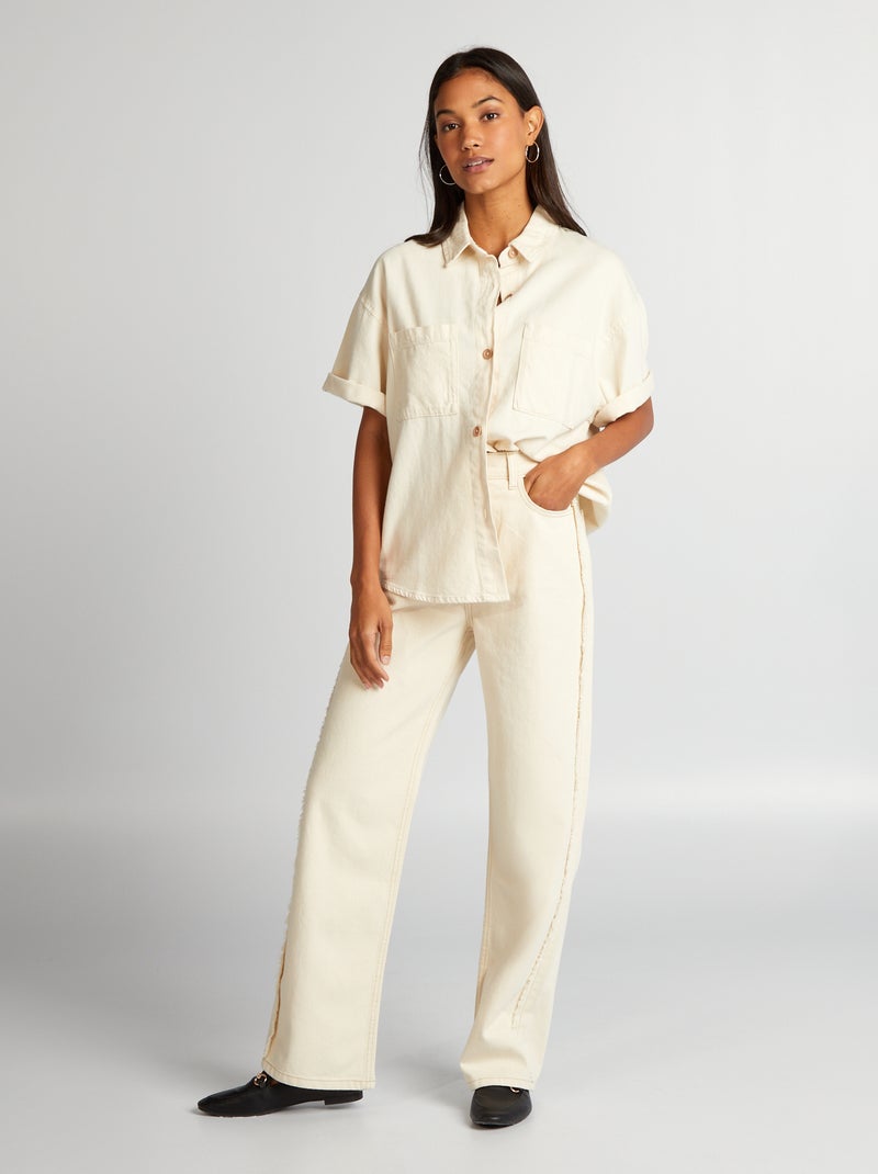 Jeans wide leg a vita alta BEIGE - Kiabi