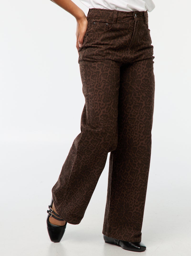 Jeans wide leg a vita alta Beige - Kiabi