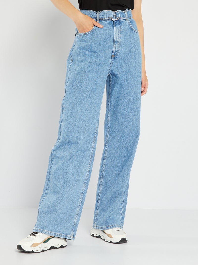 Jeans wide leg a vita alta con cintura BLU - Kiabi