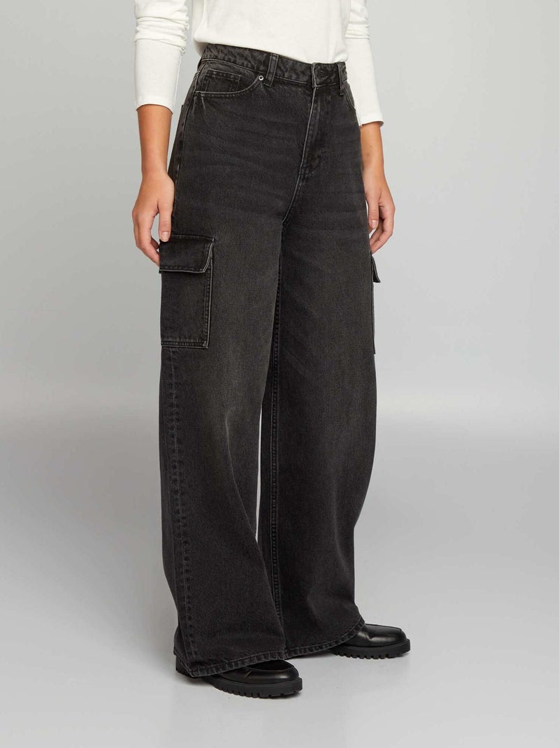 Jeans wide leg a vita alta GRIGIO - Kiabi