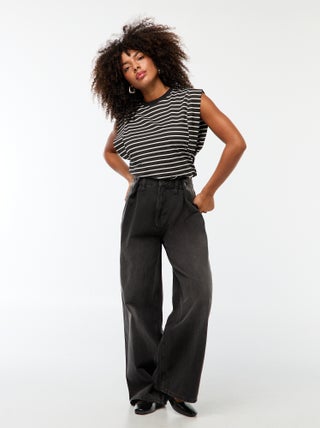 Jeans wide leg a vita alta