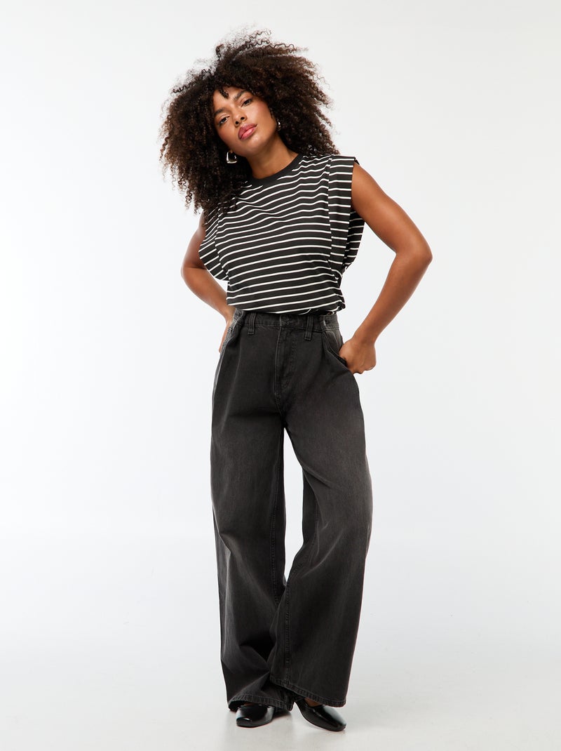 Jeans wide leg a vita alta Grigio - Kiabi