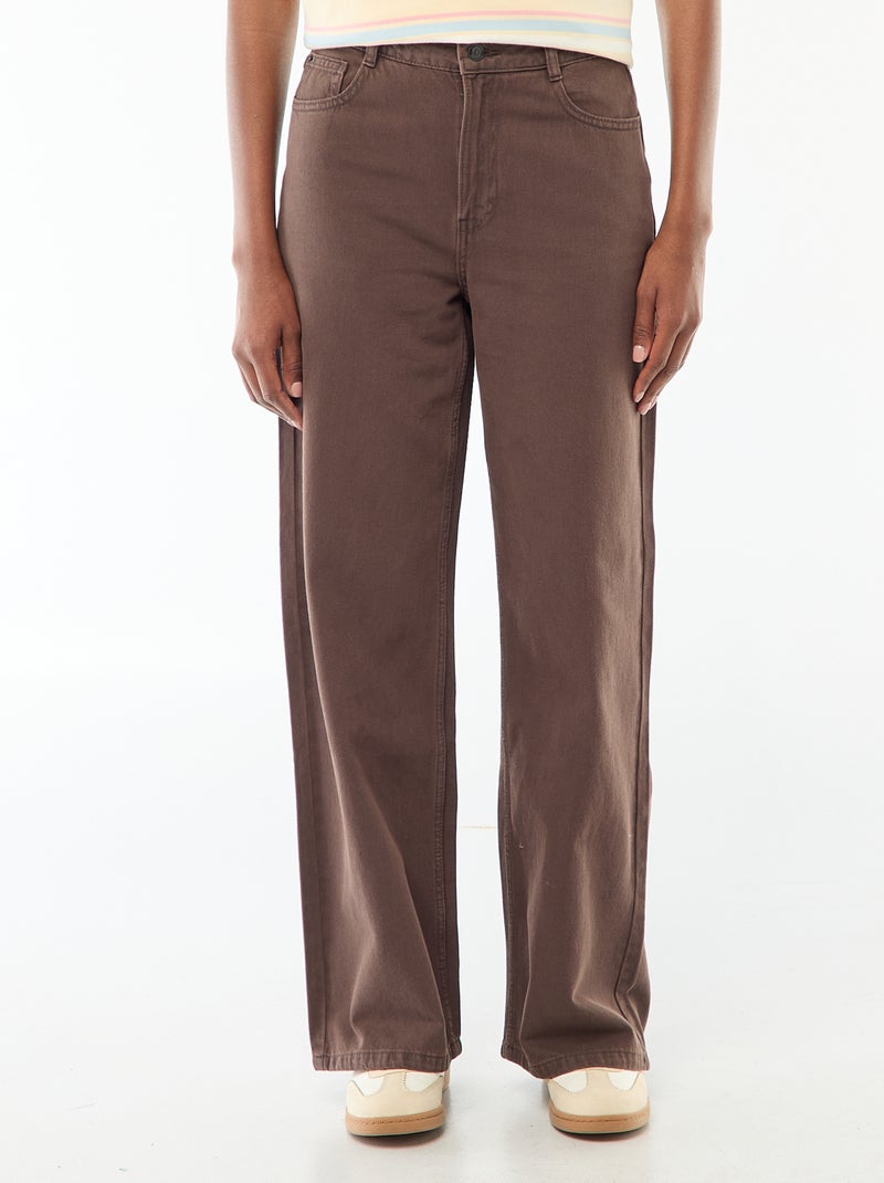 Jeans wide leg a vita alta Marrone - Kiabi