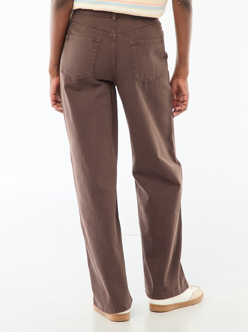 Jeans wide leg a vita alta Marrone - Kiabi