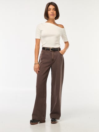 Jeans wide leg a vita alta