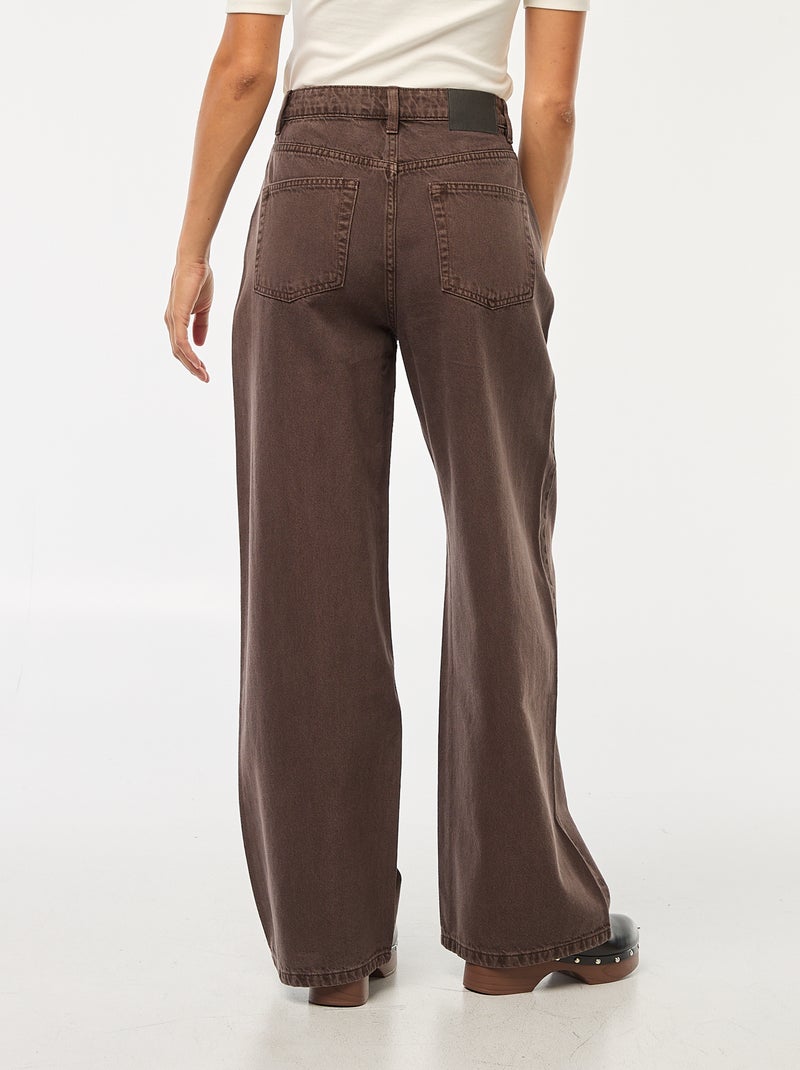 Jeans wide leg a vita alta Marrone - Kiabi